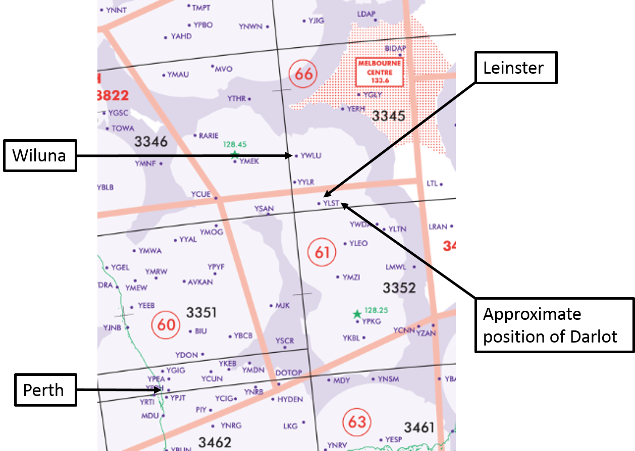 Figure 3: Extract from Planning Chart Australia showing relevant locations and ARFOR area boundaries